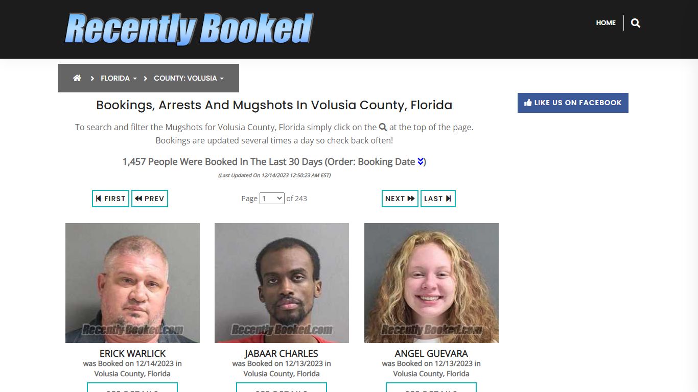 Recent bookings, Arrests, Mugshots in Volusia County, Florida